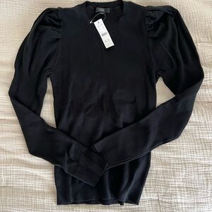Jcrew Black Long Sleeve Puff Top